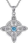 wholesale Sterling Silver Birthstone Witches Knot Necklace Witch Amulet Jewelry-0-0