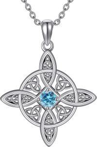 wholesale 925 Sterling Silver Birthstone Witches Knot Necklace Witch Amulet Jewelry-03-Mar.