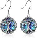 wholesale 925 Sterling Silver Abalone Shell Tree of Life Drop Earrings-0-0