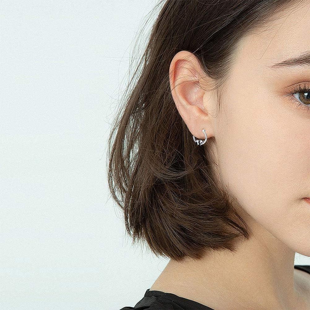 925 Sterling Silver Panda Animal Charm Huggie Hoop Earrings for Women Girls  43mm Diameter-0-5