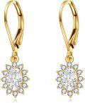 wholesale 14K Gold Flower Shape CZ Dangle Drop Earrings for Women Birthday Gifts-0-0