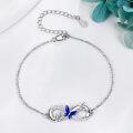 wholesale 925 Sterling Silver Blue Enamel Butterfly Infinity Chain Bracelet-0-1
