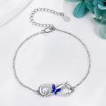 wholesale 925 Sterling Silver Blue Enamel Butterfly Infinity Chain Bracelet-0-1