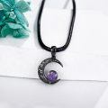 wholesale 925 Sterling Silver Purple Amethyst Crescent Moon Gothic Pendant Necklace for Women-0-4