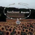 wholesale 925 Sterling Silver Charm Bracelet w/ Sunflower & Butterfly Pendant-0-3