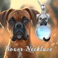 wholesale 925 Sterling Silver Moonstone Boxer Dog Pendant Necklace for Women - Memorial s-0-4