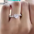 TOUPOP 10k/14k/18k Gold Moissanite Heart Twist Engagement Ring-0-2