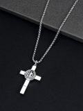 wholesale 925 Sterling Silver Saint Michael Cross Pendant Necklace  with Jesus Christ and Archangel Uriel Design for Men Women  36cm Chain Length-0-3
