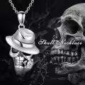 wholesale 925 Sterling Silver Metal Stone Gothic Skull Hat Rose Pendant Necklace Wholesale Halloween-0-1