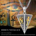 wholesale 925 Sterling Silver Triangle Eye Of Horus Ankh Cross Necklace For Men & Women-0-4