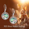wholesale 925 Sterling Silver Rabbit Dangle Earrings with Abalone Shell and Leverback Hooks-0-3