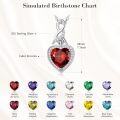 wholesale 925 Sterling Silver & AAAAA CZ Heart Pendant Necklace with 12 Birthstones - Adjustable 18-22 Chain-0-4