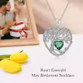 TOUPOP Sterling Silver Emerald Tree Of Life Pendant Necklace-0-3