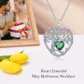 TOUPOP Sterling Silver Emerald Tree Of Life Pendant Necklace-0-3