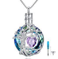 wholesale 925 Sterling Silver Tree Of Life Pendant With Red Heart Gemstone And Chain-06-Jun-Alexandrite