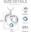 wholesale 925 Sterling Silver Birthstone Crystal Horse Heart Necklace Women s Jewelry Gift-0-11