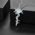 wholesale 925 Sterling Silver Snake and Triple Moon Goddess Pendant Necklace for Women Wicca Jewelry-0-3
