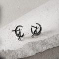 wholesale 925 Sterling Silver Cat and Crescent Moon Stud Earrings for Women-0-7