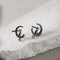 wholesale 925 Sterling Silver Cat and Crescent Moon Stud Earrings for Women-0-7