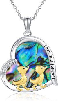 wholesale 925 Sterling Silver Abalone Shell Duck Pendant Necklace for Women Girls-duck necklace
