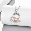 TOUPOP 925 Sterling Silver Crystal Cute Animal Heart Pendant Necklace-0-3