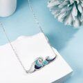 wholesale 925 Sterling Silver Wave Turquoise & Blue Goldstone Pendant Necklace for Women Ocean Lover s-0-2