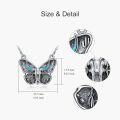 wholesale 925 Sterling Silver Butterfly Turquoise Stone Pendant Necklace for Women Girls  43cm Chain Length-0-4