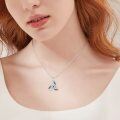 wholesale 925 Sterling Silver Celtic Trinity Knot Evil Eye Pendant Necklace with Blue Cubic Zirconia Stones for Women and Men-0-7