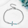 wholesale 925 Sterling Silver Cross Bracelet With Turquoise-0-3
