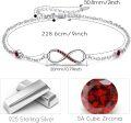 wholesale 925 Sterling Silver Red Crystal Infinity Adjustable Ankle Anklet for Women-0-1