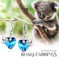 wholesale 925 Sterling Silver Blue Crystal Heart Koala Dangle Earrings for Sensitive Ears-0-3