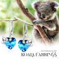 wholesale 925 Sterling Silver Blue Crystal Heart Koala Dangle Earrings for Sensitive Ears-0-3