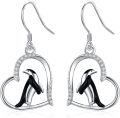 wholesale 925 Sterling Silver Penguin Heart Shape Dangle Drop Earrings for Women-0-0