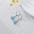 wholesale 925 Sterling Silver Turquoise Round Drop Dangle Leverback Earrings-0-3
