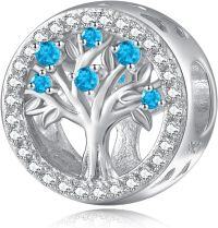 wholesale 925 Sterling Silver Tree of Life Birthstone Charms for Bracelets-12 Dec - Topaz