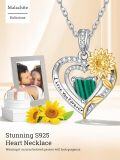 wholesale Sterling Silver Sunflower Birthstone Pendant Necklace for Women-0-3