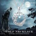 wholesale 925 Sterling Silver Moonstone Viking Wolf Pendant Necklace for Women-0-5