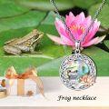 wholesale 925 Sterling Silver Abalone Shell & Rose Gold Plated Lotus Frog Pendant Necklace-0-4