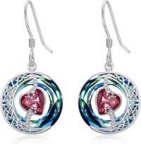 wholesale Sterling Silver Blue Crystal Moon Star Earrings Valentine s Birthday Anniversary Gifts for Women-07-July-Ruby