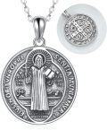wholesale 925 Sterling Silver St. Jude Medal Necklace with Cross and Holy Bible Charm for Men Women Catholic  47mm Diameter-0-0