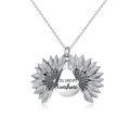 wholesale 925 Sterling Silver Sunflower Locket Necklace with YOU ARE MY SUNSHINE Engraving Pendant-0-0
