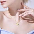 wholesale 925 Sterling Silver Gold Plated Panda Bear Pendant Necklace with Green Crystal Accents for Women Animal s-0-4