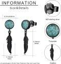 wholesale 925 Sterling Silver Feather & Turquoise Dangle Drop Earrings-0-3