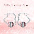 wholesale 925 Sterling Silver Baseball Ball Sporty Hoop Earrings for Women Girls Gifts-0-5