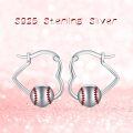 wholesale 925 Sterling Silver Baseball Hoop Earrings Platinum Plated Red Stitching Sports Jewelry For Women-0-5