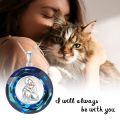 TOUPOP Sterling Silver Crystal Cat Lover Memorial Pendant Necklace Gift-0-1