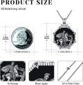 wholesale 925 Sterling Silver St George Dragon Slayer Shield Shape Black Onyx Pendant Necklace  for Men Women Gifts Jewelry Accessories 46cm Chain Length-0-1