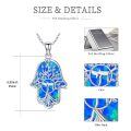 wholesale 925 Sterling Silver Blue Hamsa Hand Pendant With Tree Of Life Design-0-3