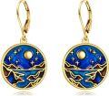 wholesale 925 Sterling Silver Starry Night Sky Leverback Dangle Earrings-0-0