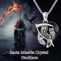 wholesale 925 Sterling Silver Black Crystal Heart Grim Reaper & Owl Pendant Necklace-0-4